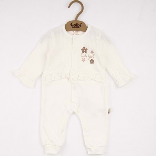 Colbi Baby 3123 Jakarlı Çiçek Aplikeli Patiksiz Tulum