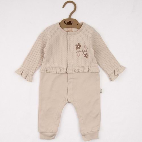 Colbi Baby 3123 Jakarlı Çiçek Aplikeli Patiksiz Tulum