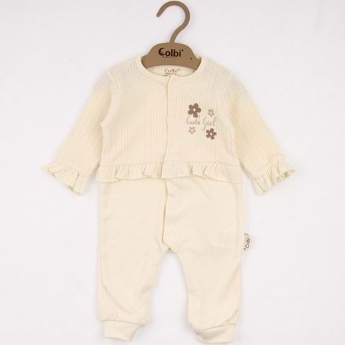 Colbi Baby 3123 Jakarlı Çiçek Aplikeli Patiksiz Tulum