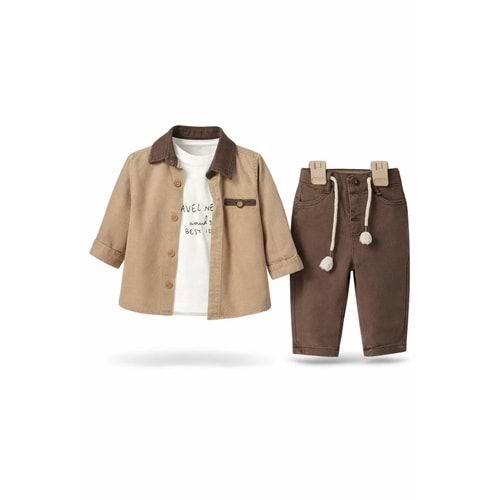 Karavan Baby 7720 Erkek 3lü Takım 9-12 Ay KAHVE