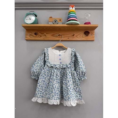 So Pearl 5018 Çiçek Baskılı Keten Elbise