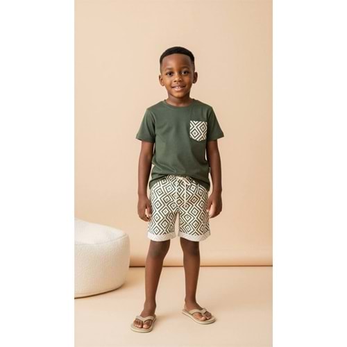 Acapella Çizgi Desenli 2li Erkek Şortlu Takım