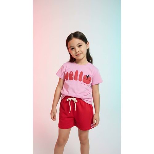 Acapella Hello Baskılı 2li Kız Şortlu Takım