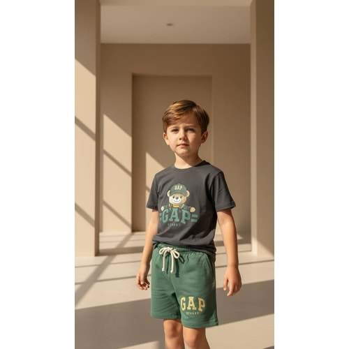 Gap Kids Bear Baskılı 2li Erkek Şortlu Takım 4-5 Yaş Antrasit