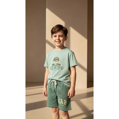 Gap Kids Bear Baskılı 2li Erkek Şortlu Takım 5-6 Yaş Yeşil