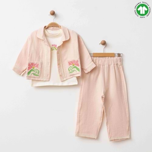 Eslenza ESL-2280 Ceketli 3lü Müslin Takım 3 Yaş PEMBE
