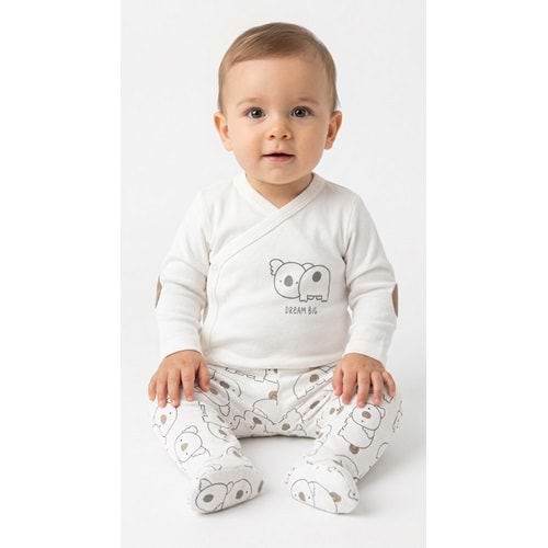 Luggi Baby LG-8201 Koala Zıbın Body Takım 6-9 AY EKRU