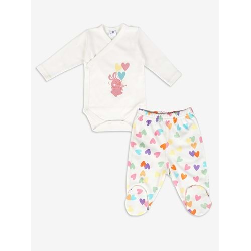 Luggi Baby LG-8213 Kalpli Zıbın Body Takım 6-9 AY EKRU