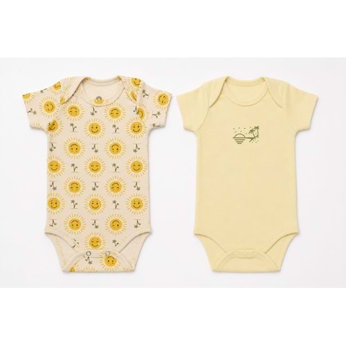 Luggi Baby LG-4115-18 Summer-Güneş Desen 2li Çıtçıtlı Badi 9-12 Ay SARI