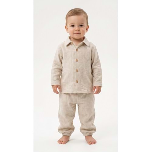 Colbi Baby 4065 Uzun Kol Müslin 2li Takım 9-12 AY BEJ