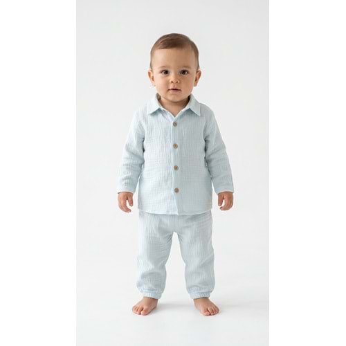 Colbi Baby 4065 Uzun Kol Müslin 2li Takım 24-36 AY MAVİ
