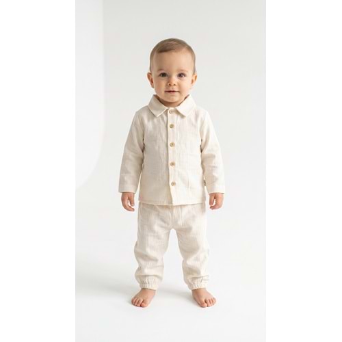 Colbi Baby 4065 Uzun Kol Müslin 2li Takım 9-12 AY EKRU