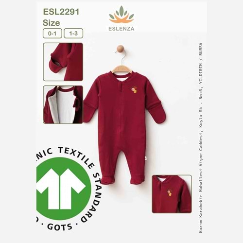 Eslenza Baby ESL-2291 Astarlı Uyku Tulumu 3 AY BORDO