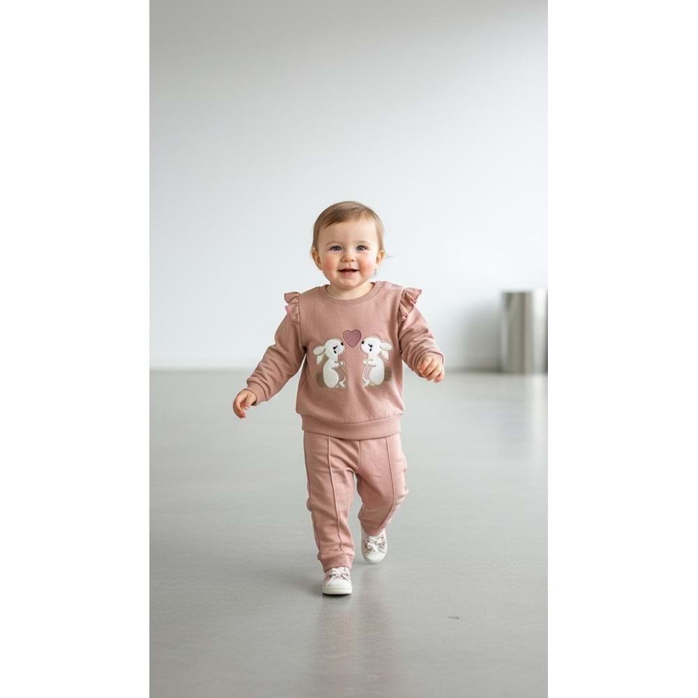 Piccola Mia Tavşan Nakışlı 2li Takım