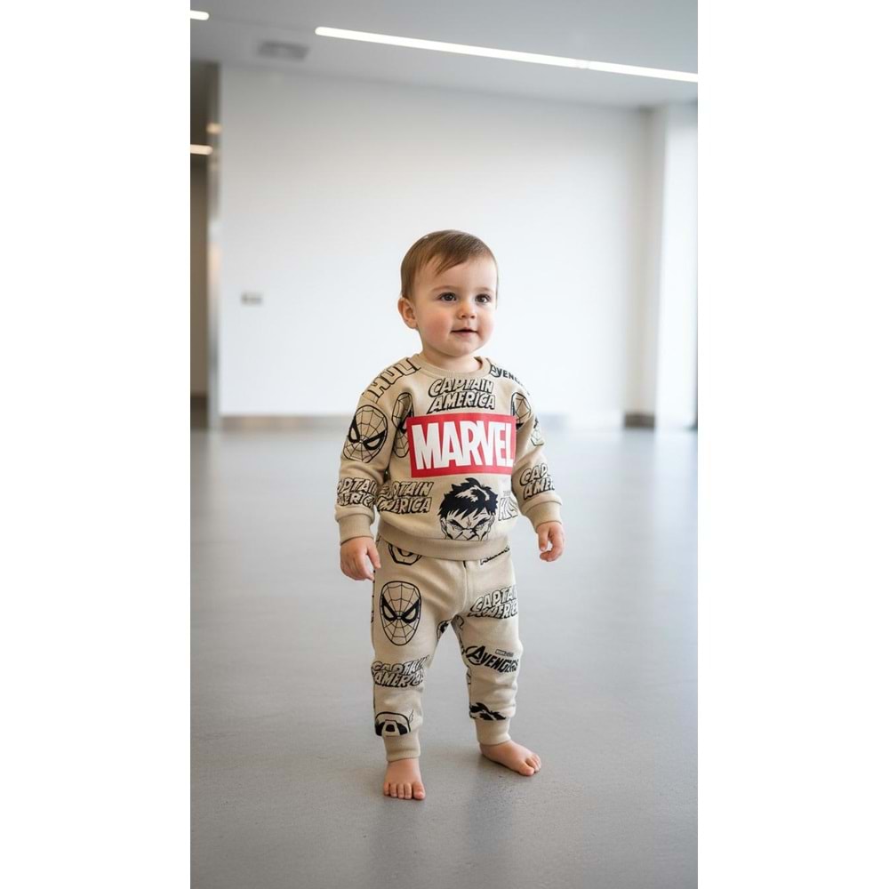 Piccola Mia Marvel Hulk Baskılı 2li Takım 12 Ay KREM