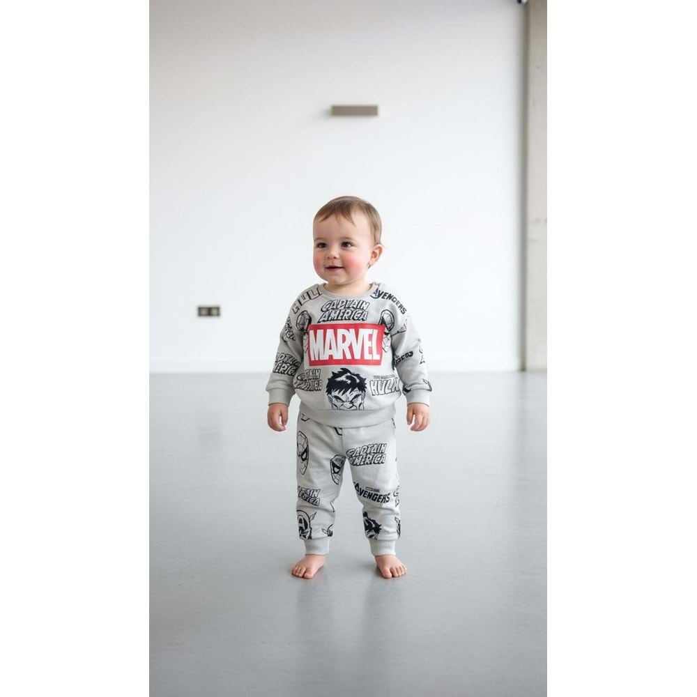 Piccola Mia Marvel Hulk Baskılı 2li Takım 24 Ay GRİ