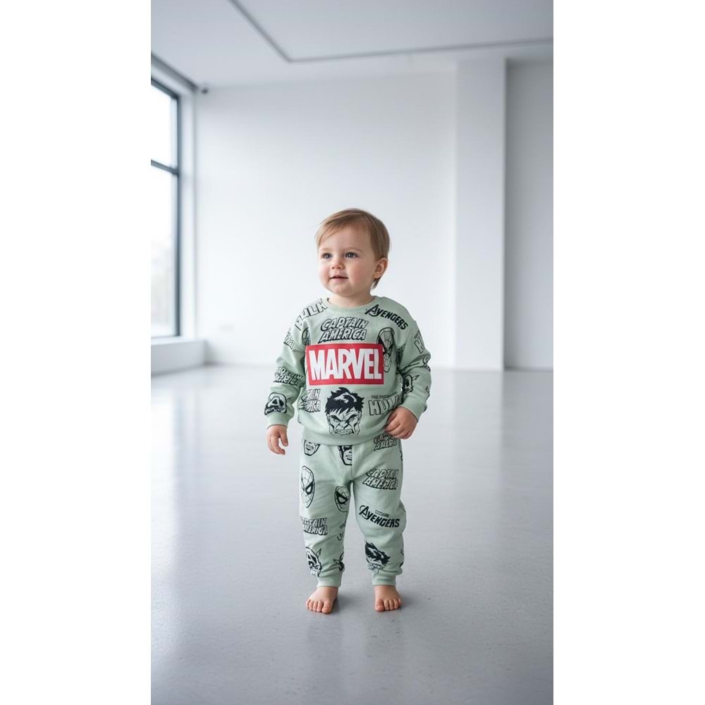 Piccola Mia Marvel Hulk Baskılı 2li Takım 12 Ay SU YEŞİLİ
