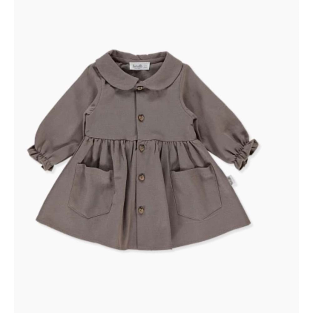 Bebetto K-4635 Dokuma Elbise 12-18 Ay KAHVERENGİ