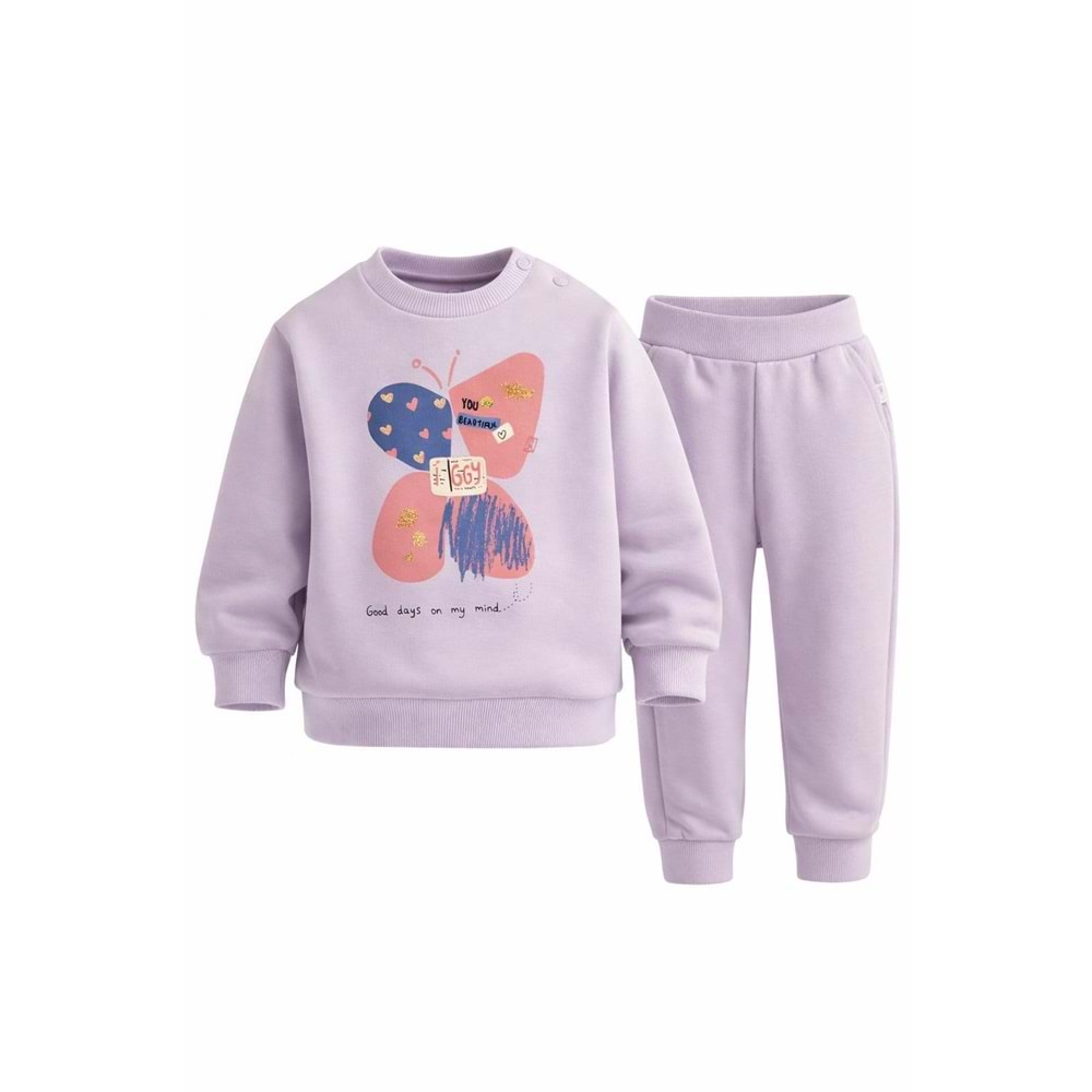 İggy 125276 Butterfly Baskılı 2li Takım 9-12 Ay LEYLAK
