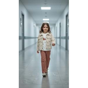 Ecoo 3685 Papatya Nakışlı 3lü Takım