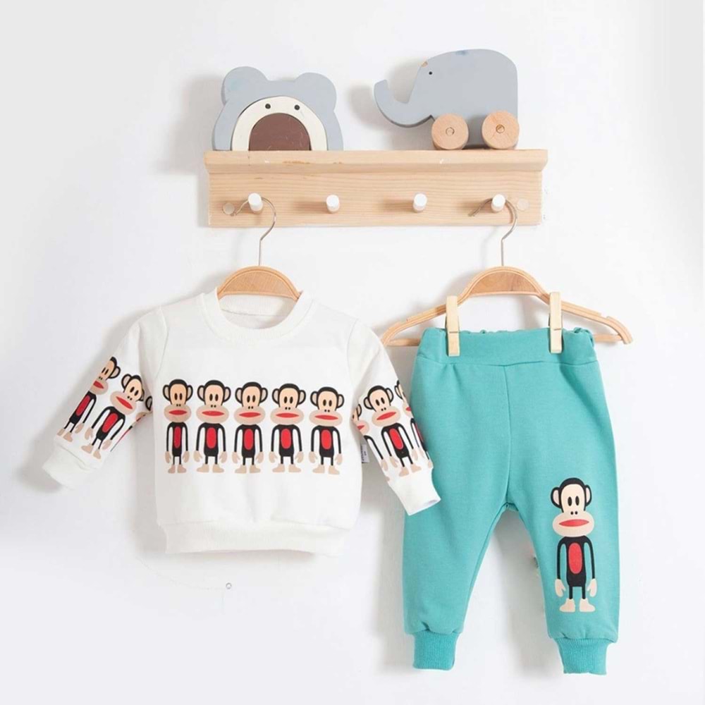 Zeo Kids 2192 Gülen Maymun 2li Takım 12 Ay K.Yeşil