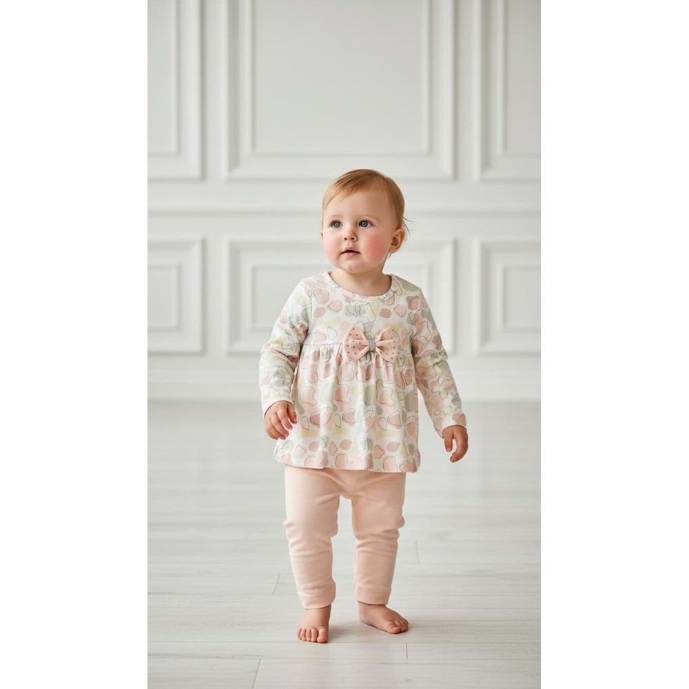 Pandax 1006 Fiyonklu 2li Takım 6-9 Ay PEMBE
