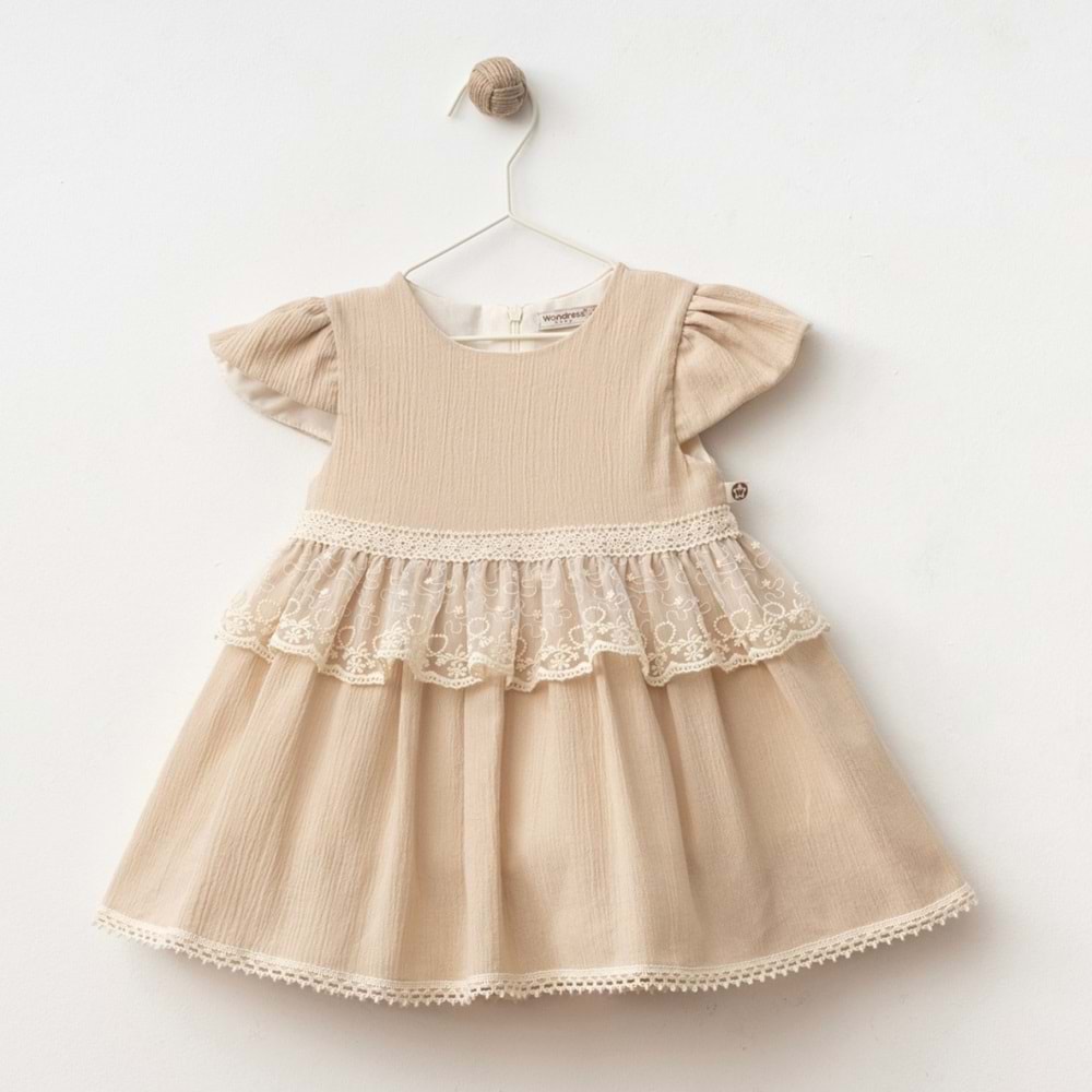 Wondress Baby 1212 Pamuk Prenses Elbise 9 Ay Bej