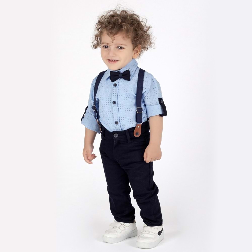 Lorio Kids 717 Desenli Salopetli Takım 3 Yaş MAVİ-LACİVERT