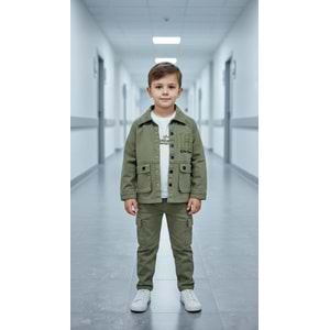 Ecoo Kids 3735 Kargo Cepli Ceketli 3lü Erkek Takım