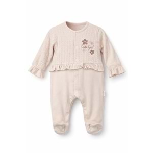 Colbi Baby 3124 Jakarlı Çiçek Aplikeli Patikli Tulum