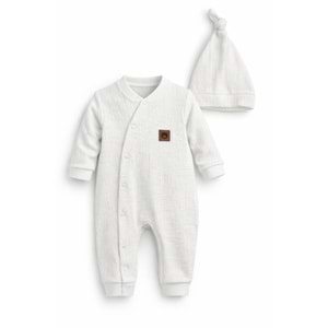 Colbi Baby 3125 Jakarlı Deri Armalı Yandan Çıtçıtlı Patiksiz Şapkalı Tulum