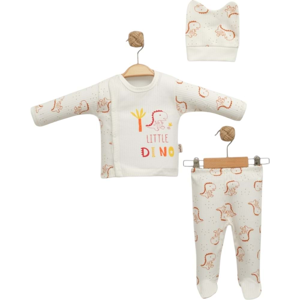 Melish Bebe Little Dino 3lü Hastane Çıkışı Yenidoğan BEYAZ