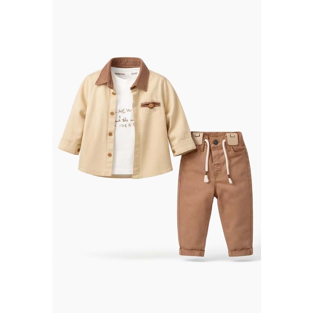 Karavan Baby 7720 Erkek 3lü Takım 12-18 Ay BEJ