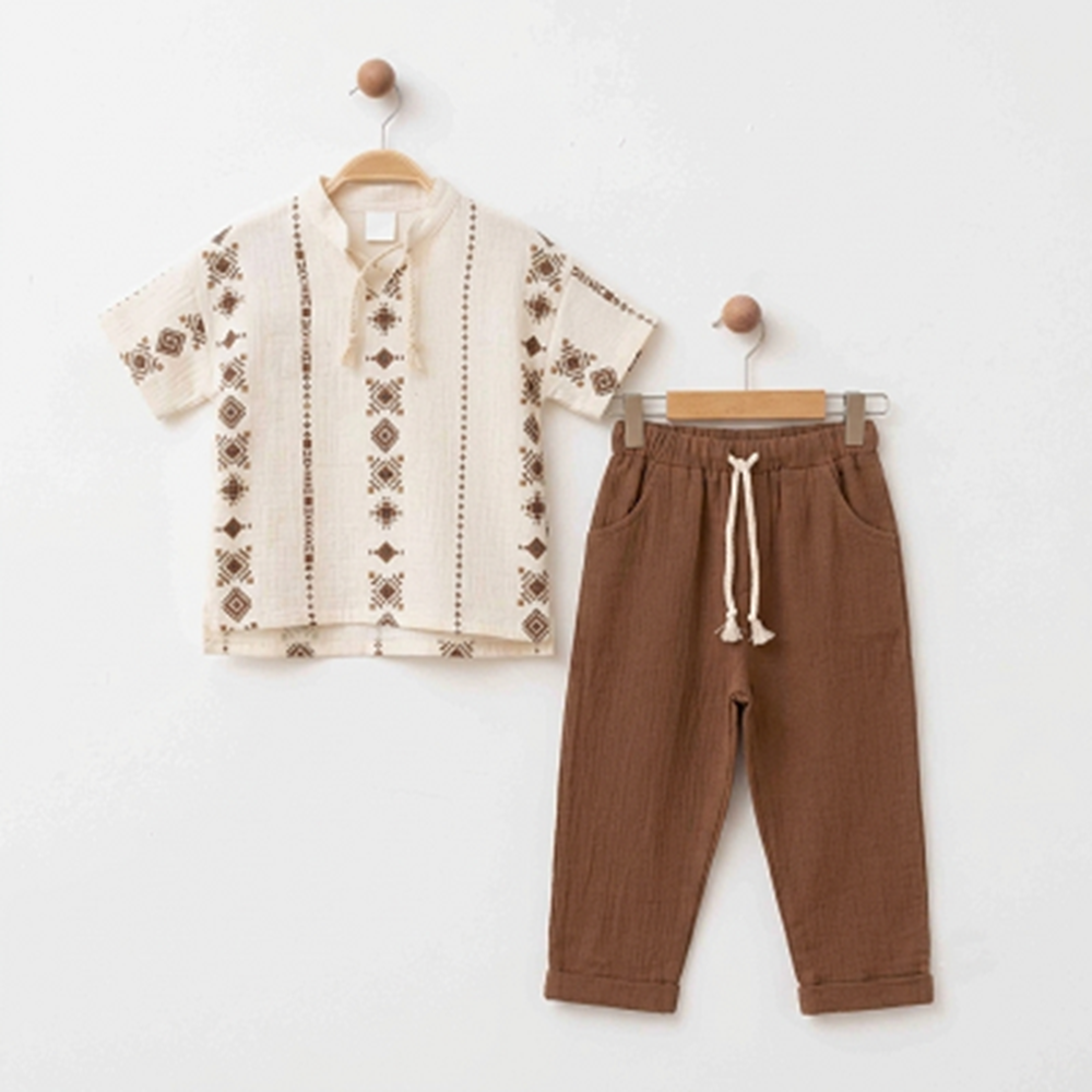 Baby Glowe BG-22 Gömlekli 2li Takım 1.5 Yaş KAHVE
