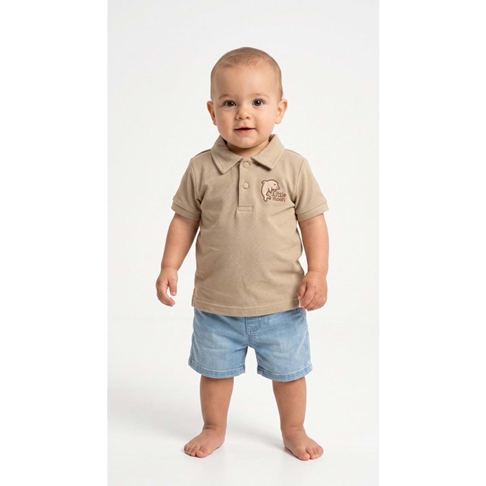 DbMoon 5009 Dolphin Lacoste Şortlu Erkek Takım 6-9 Ay KAHVE