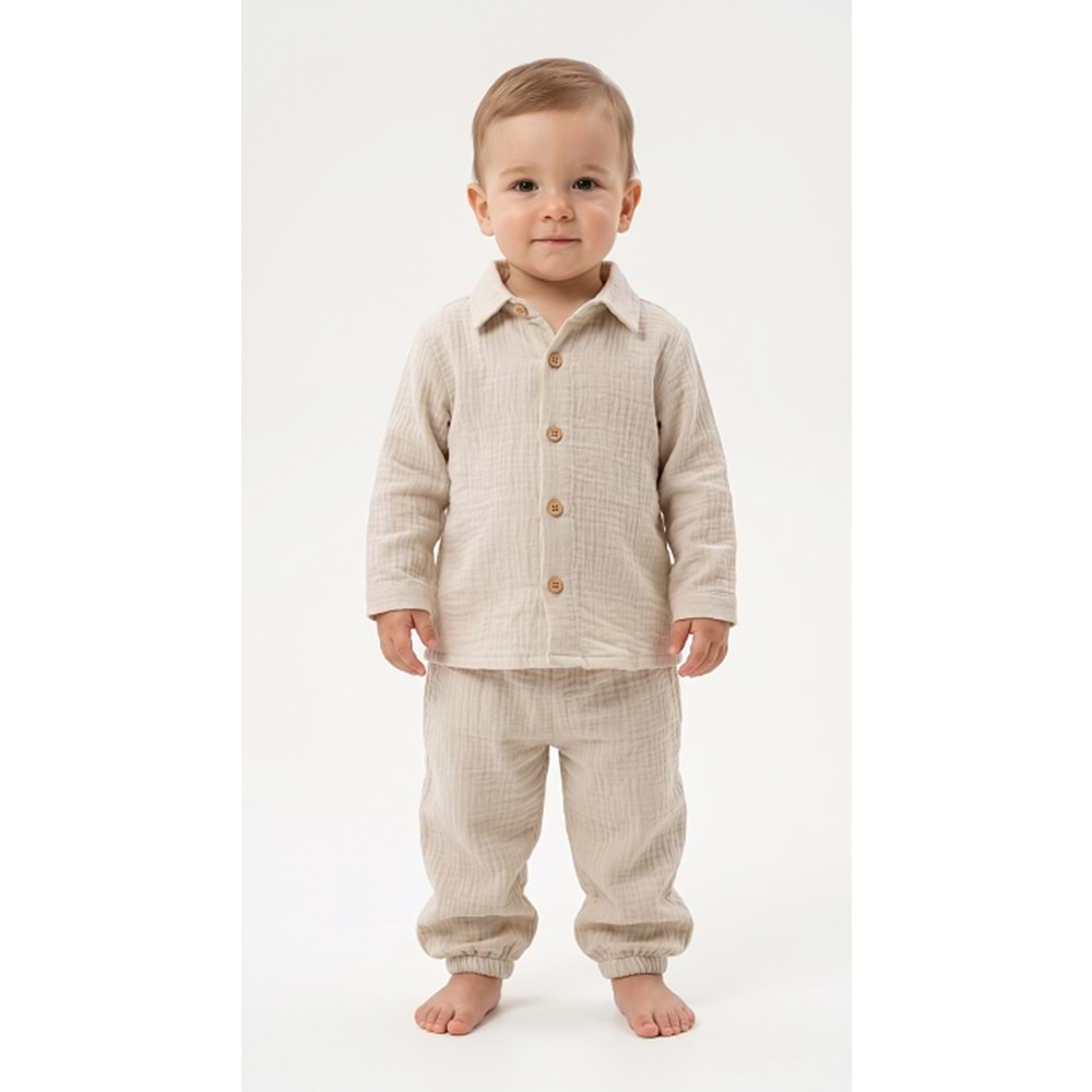 Colbi Baby 4065 Uzun Kol Müslin 2li Takım 9-12 AY BEJ