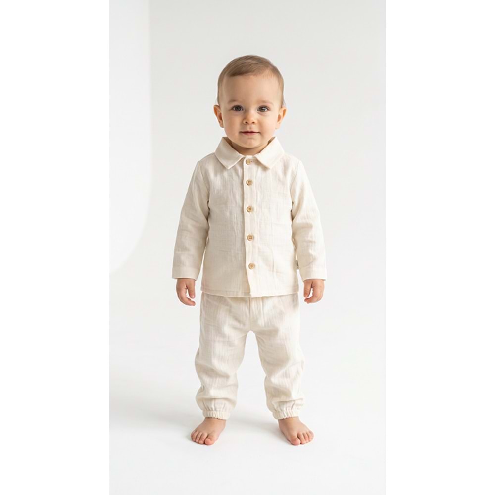 Colbi Baby 4065 Uzun Kol Müslin 2li Takım 9-12 AY EKRU